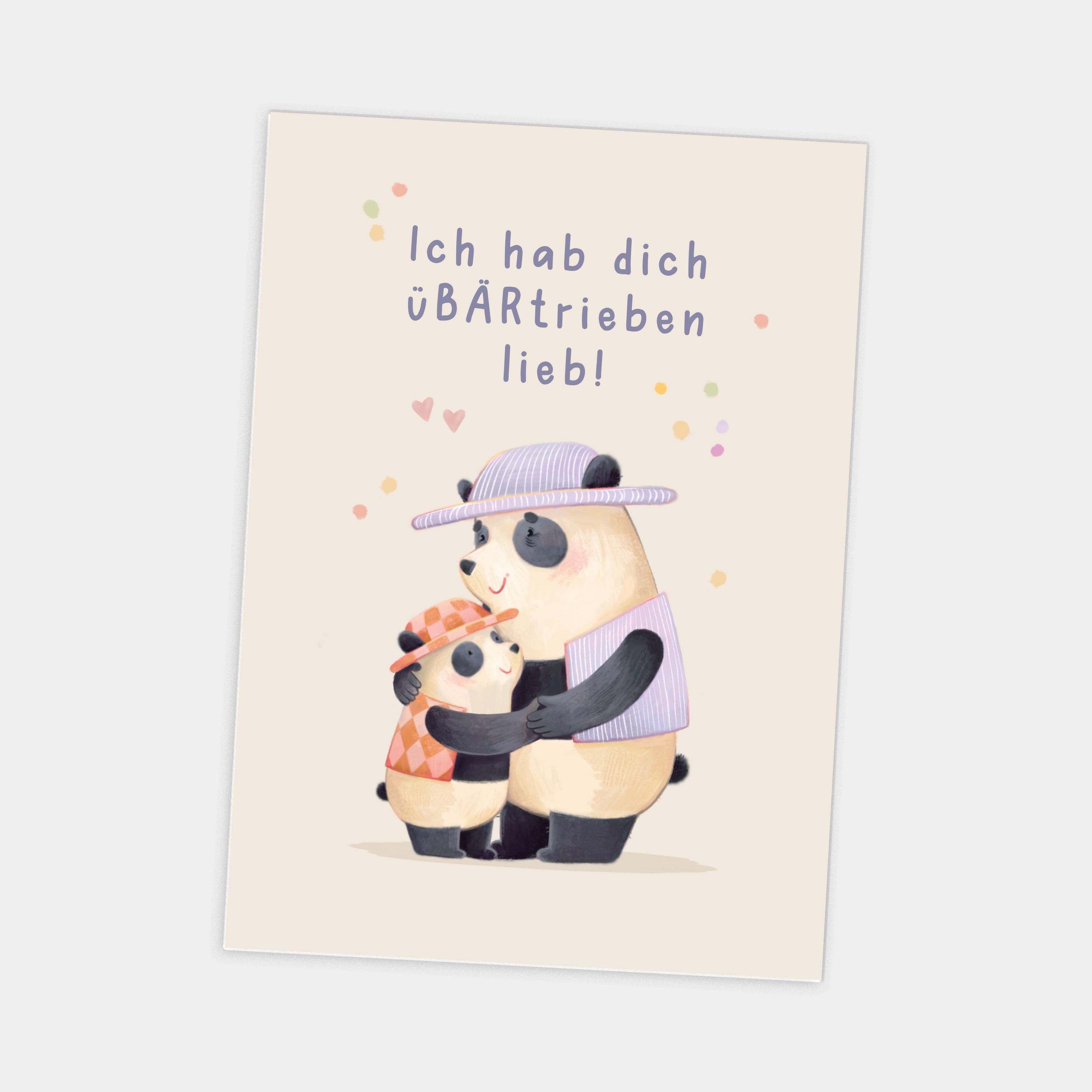 Postkarte "Ich hab dich überBärtrieben lieb" Pandas