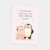 Postkarte "Zusammen sind wir SAU-COOLES Team" Schwein