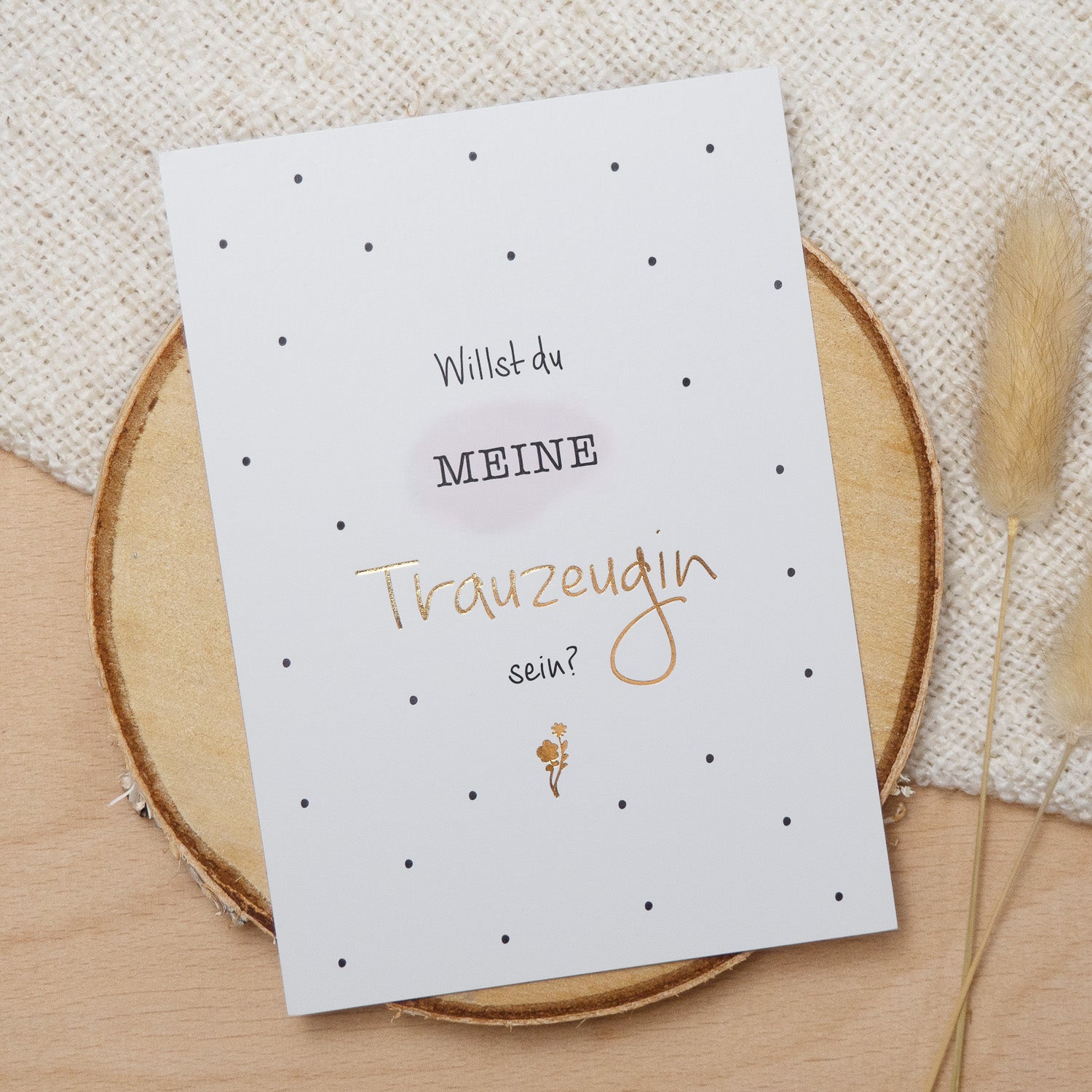 Postkarte Gold "Willst du meine Trauzeugin sein"