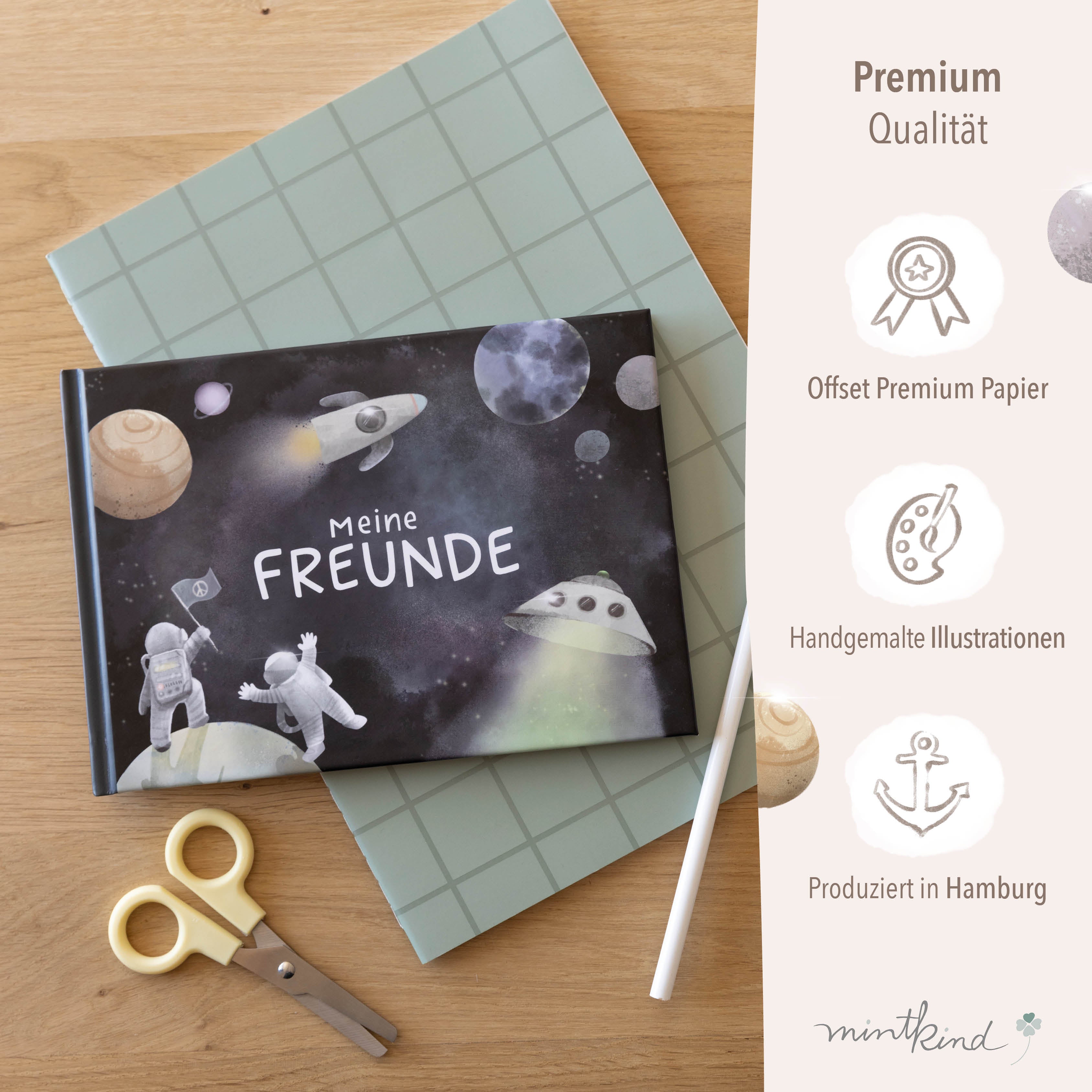 Freundebuch im Weltall-Design Blau