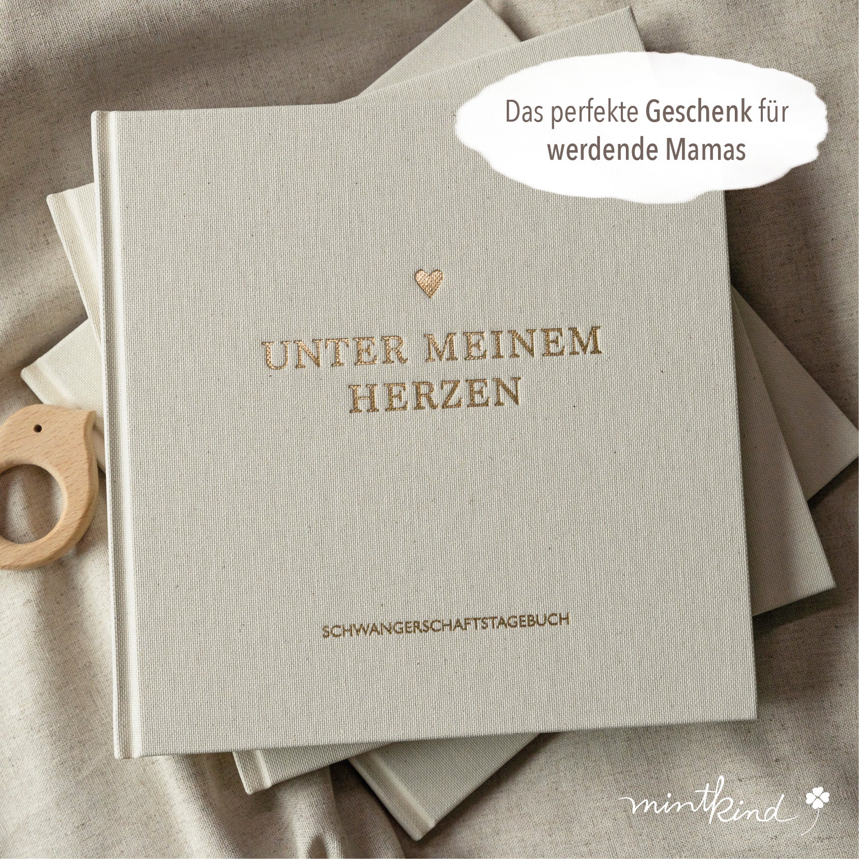 Schwangerschaftstagebuch - Leinen beige