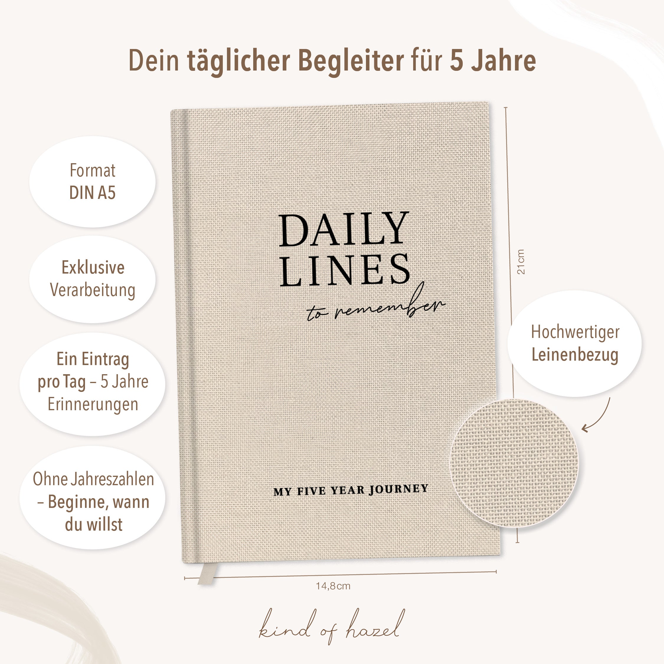 Tagebuch für 5 Jahre Beige