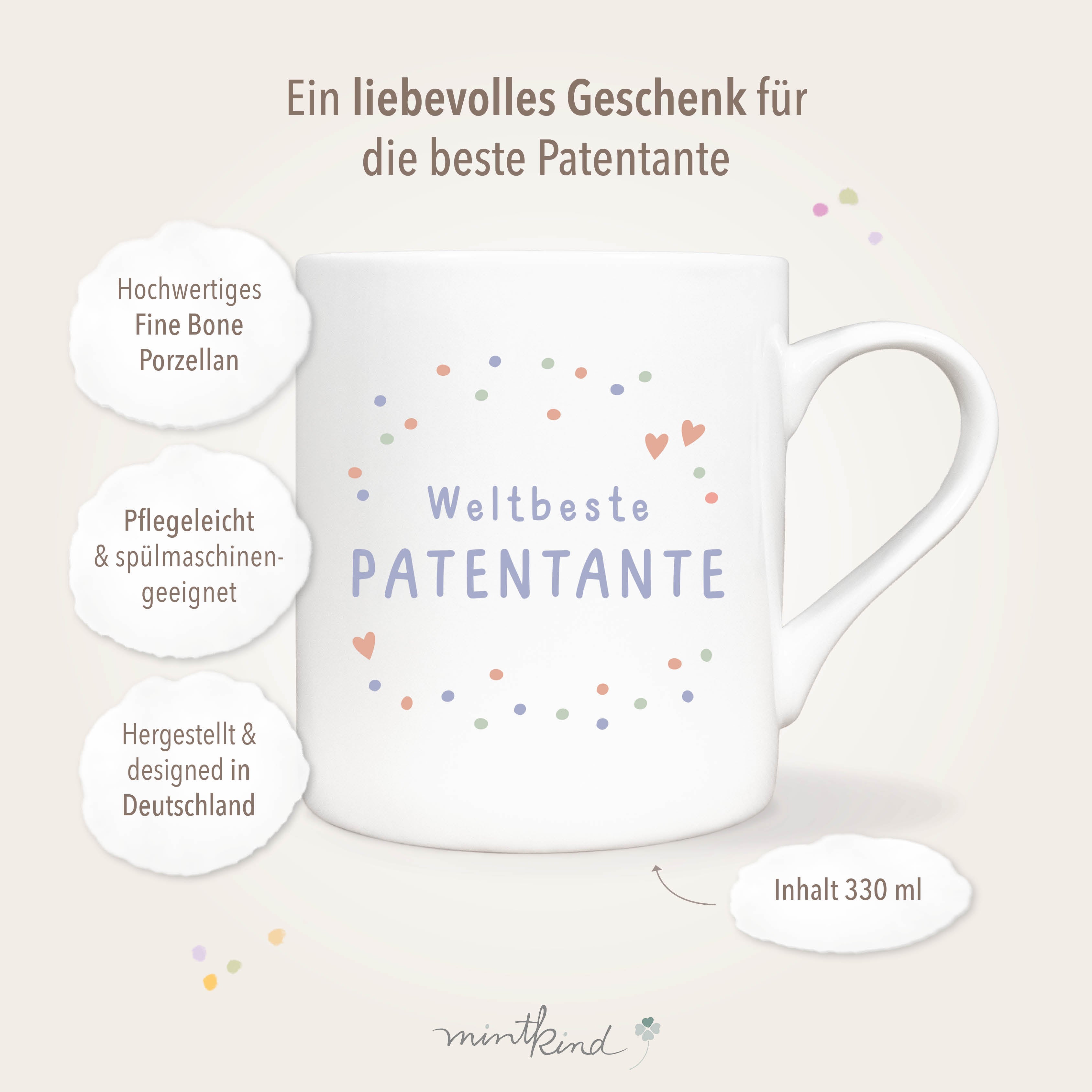 Kaffeebecher weltbeste Patentante zum Verschenken