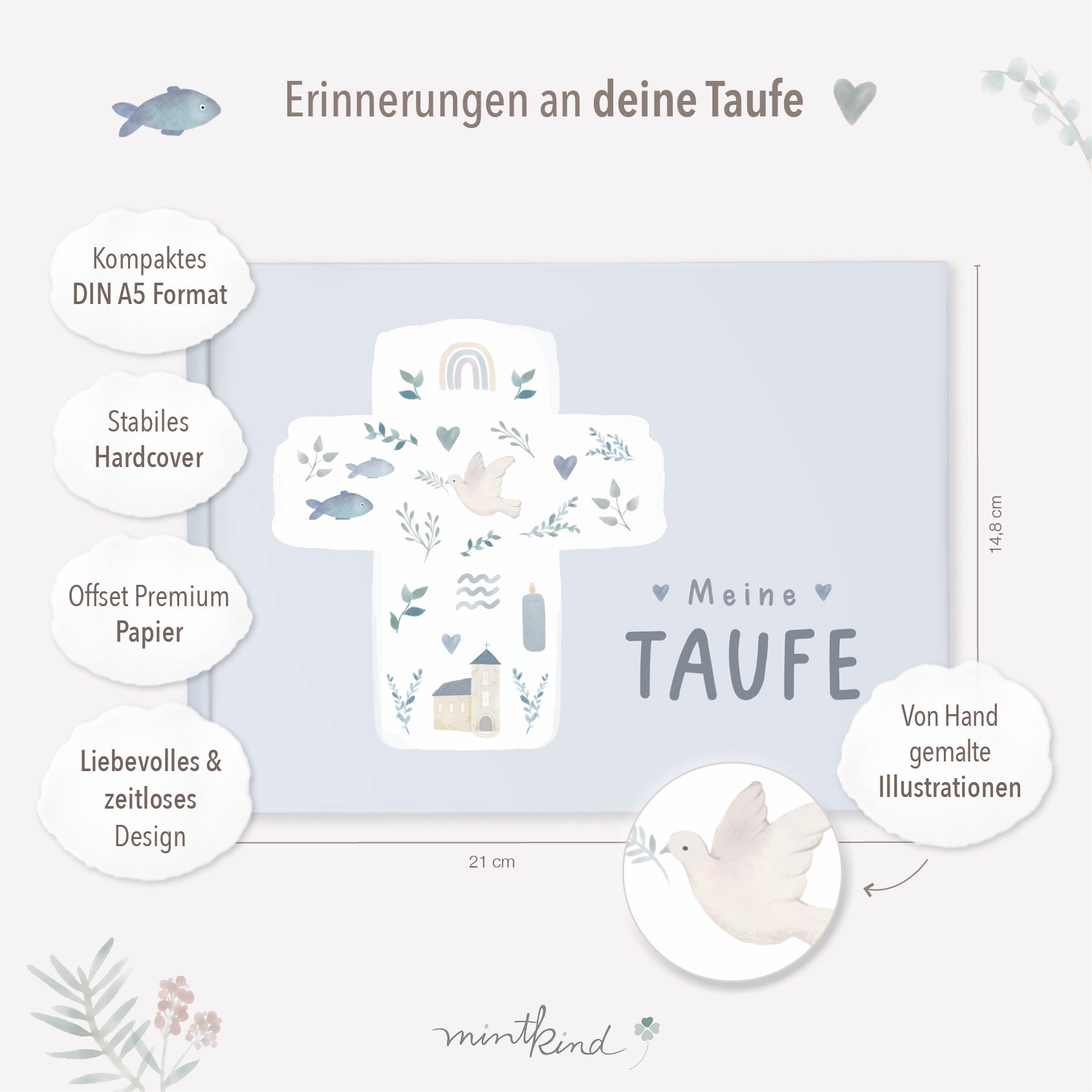Erinnerungsbuch Taufbuch blau