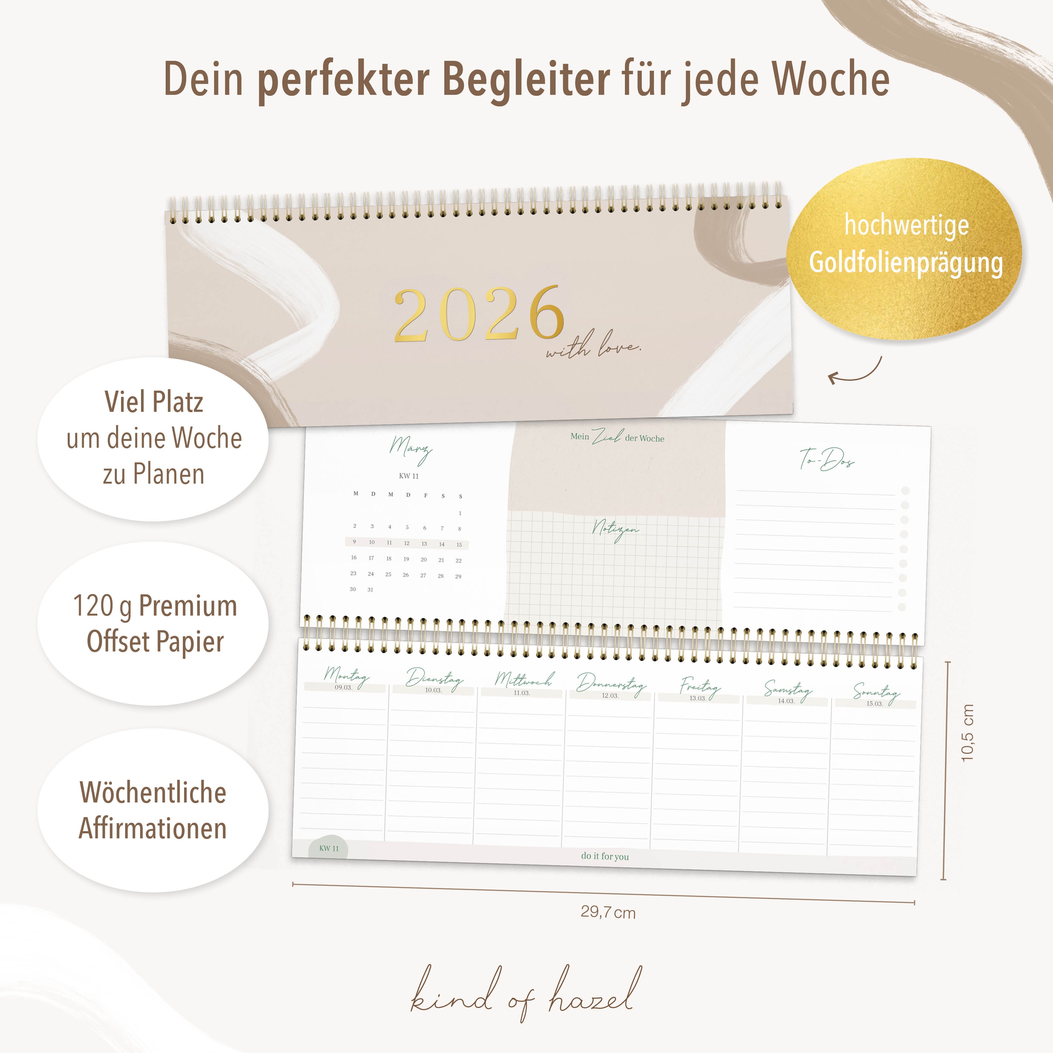 Tischkalender 2026 Beige