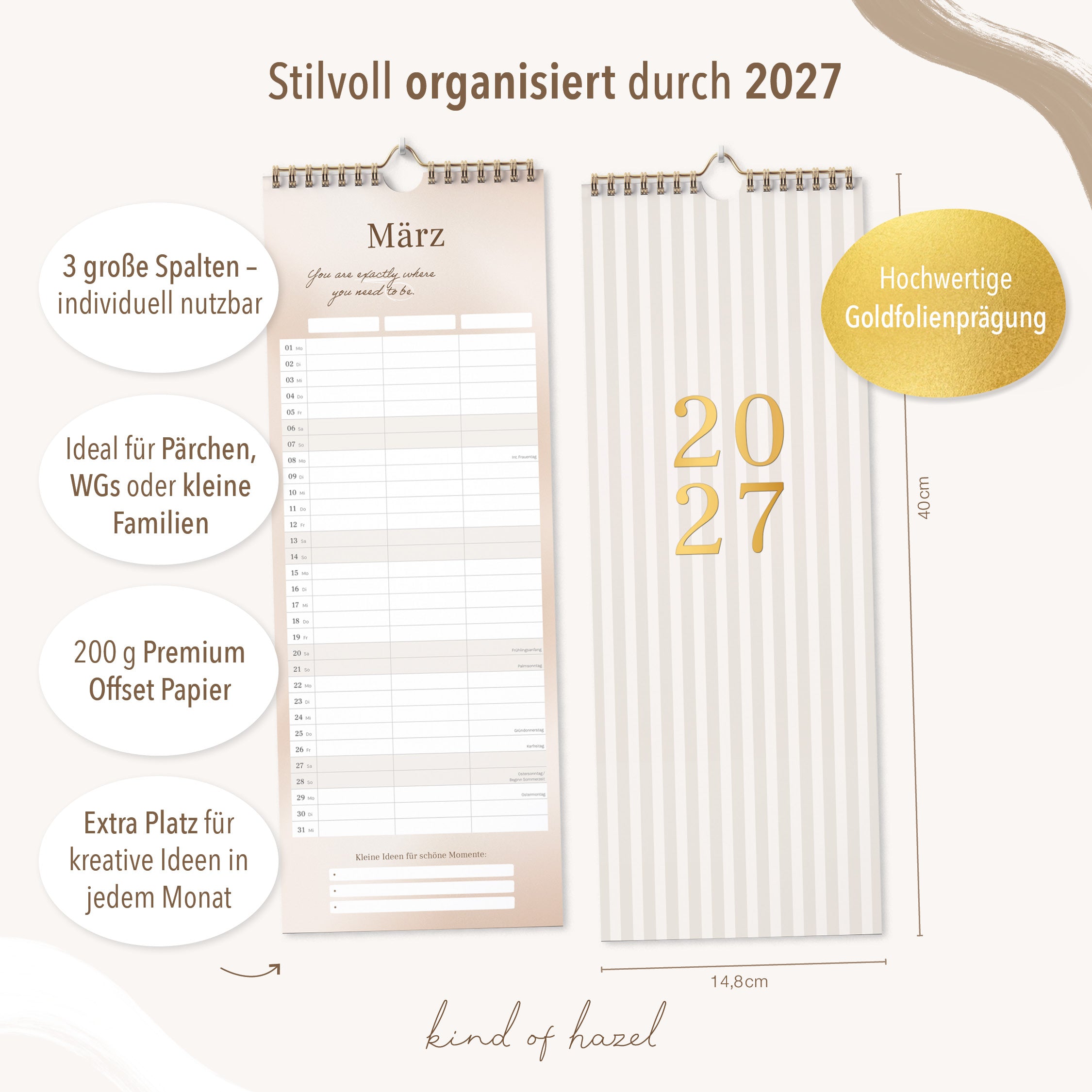 Wandkalender 2027 Streifen