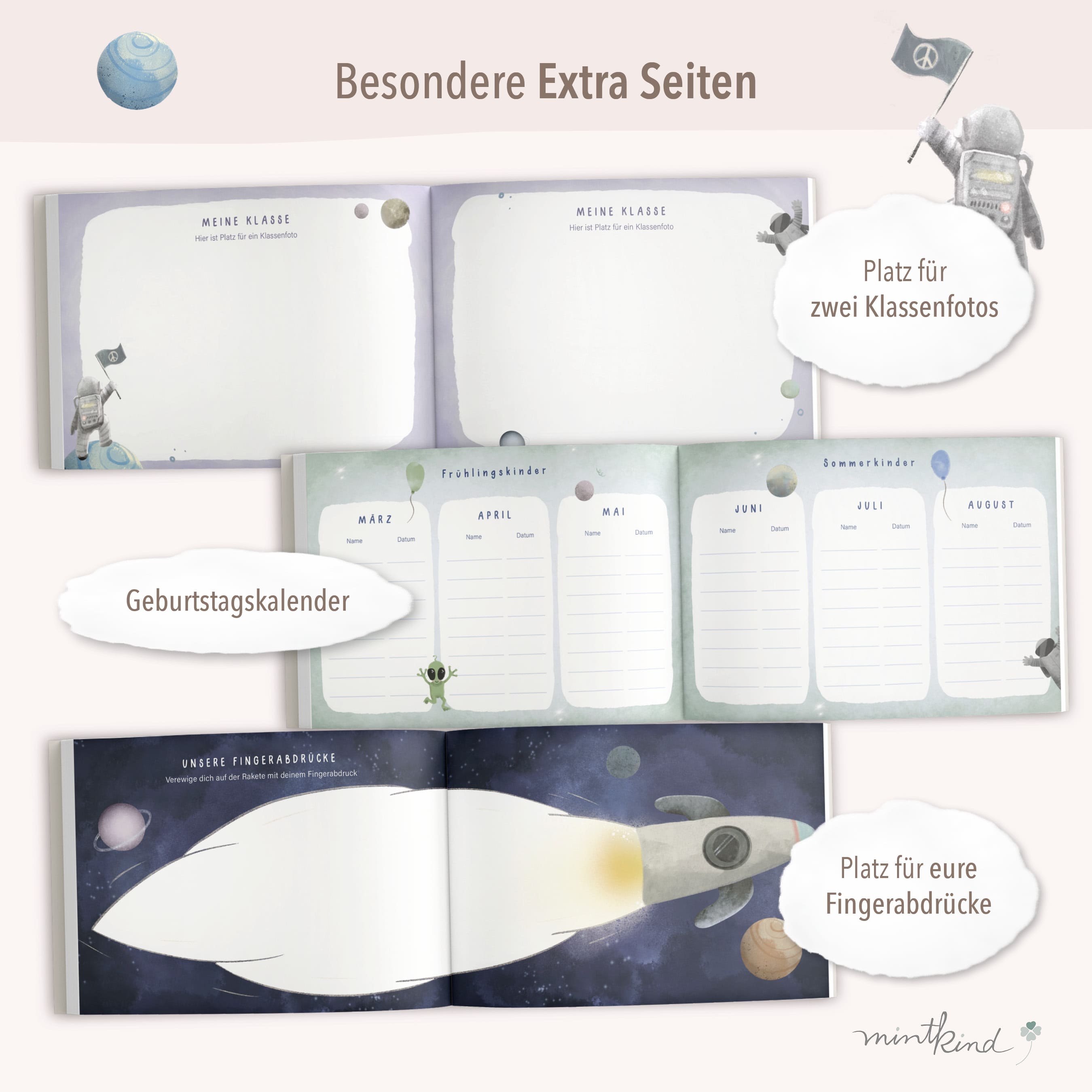 Freundebuch im Weltall-Design Beige