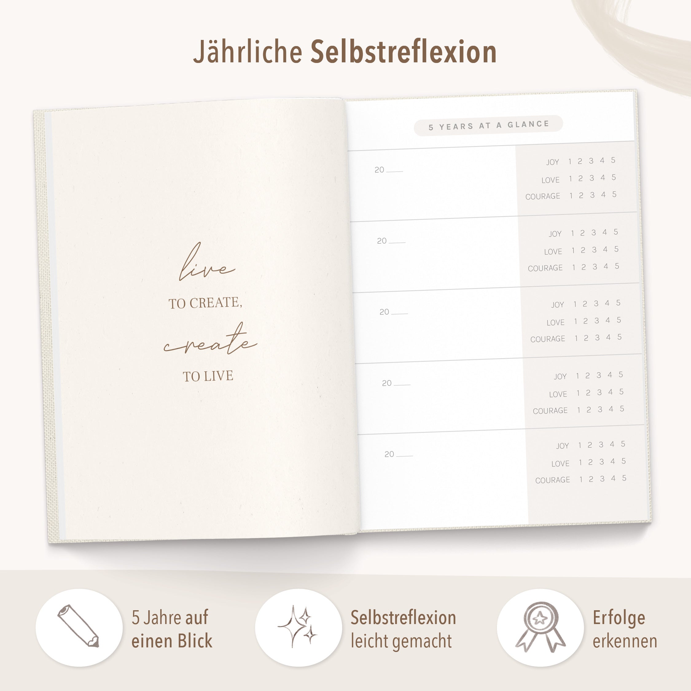 Tagebuch für 5 Jahre Beige