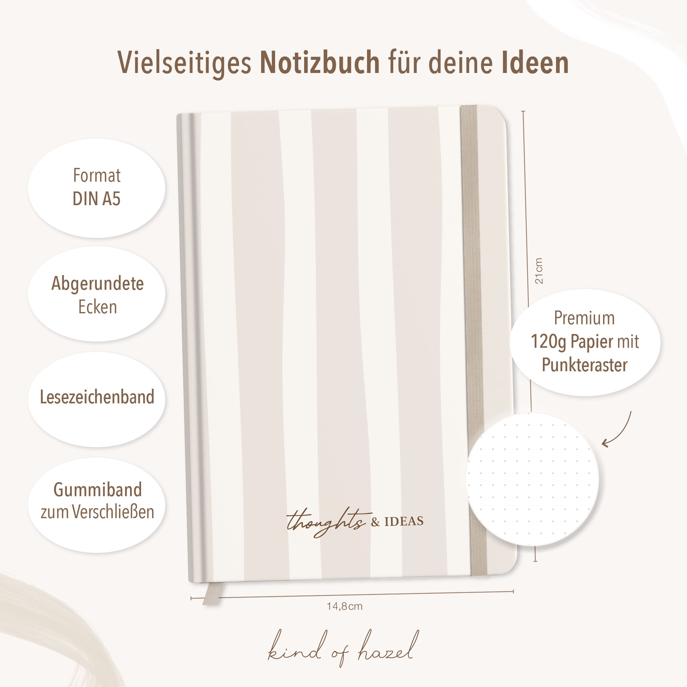 Notebook Streifen Beige